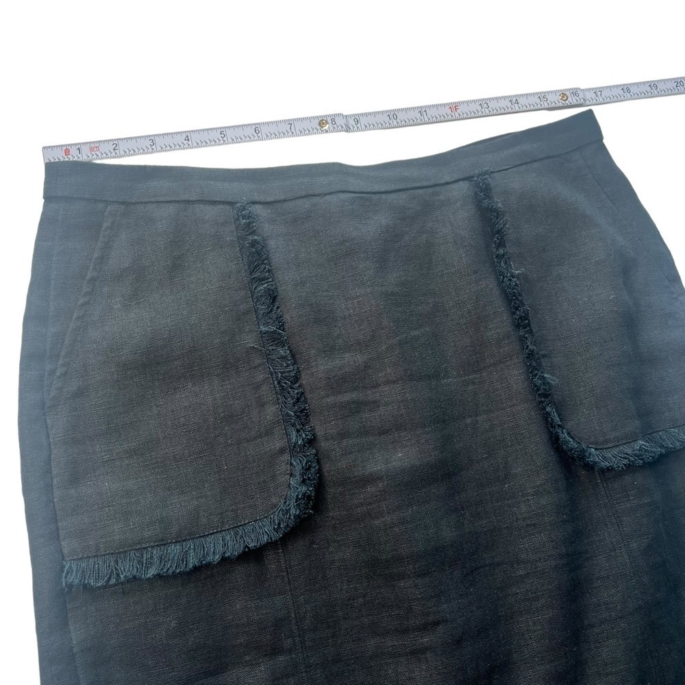 J.Crew Heavyweight Linen Fringe Pencil MIDI Skirt in Black Size 12 - Picture 7 of 9